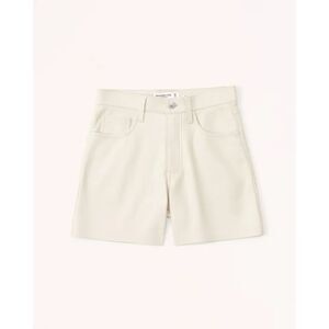 NWOT Abercrombie & Fitch The Dad Short, Curve Love, Vegan Leather, Cream, 29/8